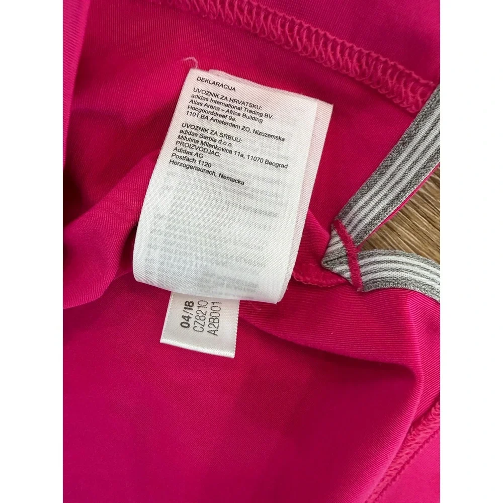 Adidas Gorpcore Preppy Golf Polo Shirt Mens L Pink Navy Blue Striped Colorblock